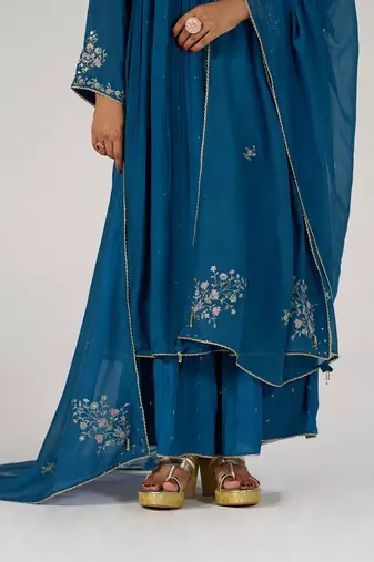 Deep riverside blue festive kurta set