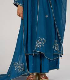 Deep riverside blue festive kurta set