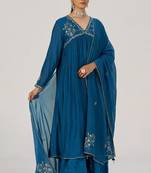 Deep riverside blue festive kurta set