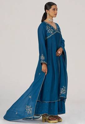 Deep riverside blue festive kurta set 3
