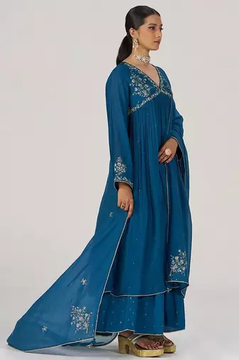 Deep riverside blue festive kurta set