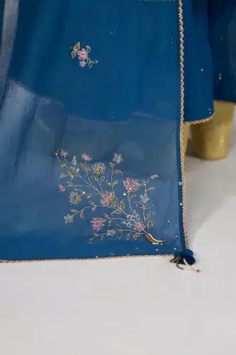 Deep riverside blue festive kurta set