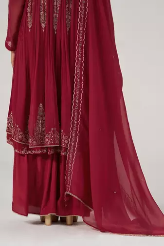 Maroon festive kurta set