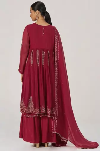 Maroon festive kurta set