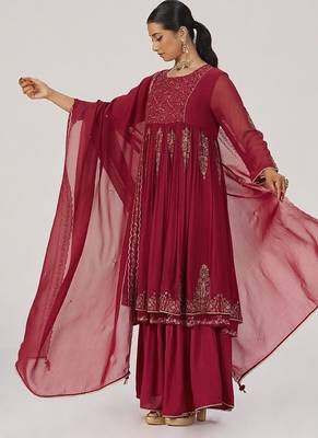 Maroon festive kurta set 4