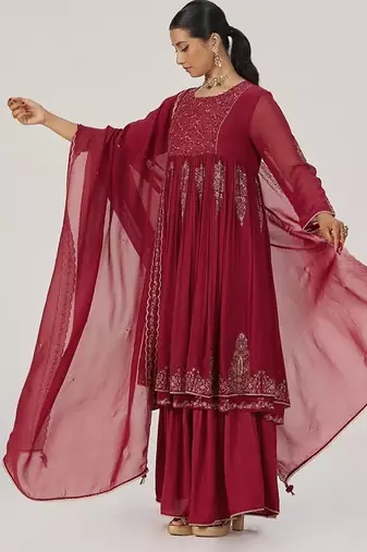 Maroon festive kurta set