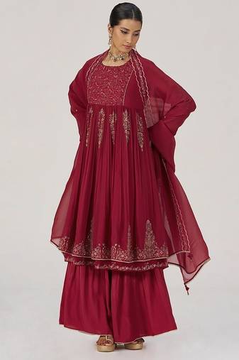 Maroon festive kurta set