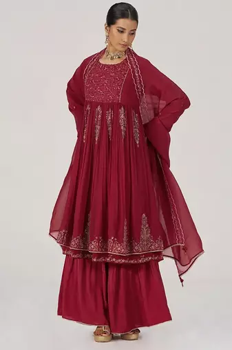 Maroon festive kurta set