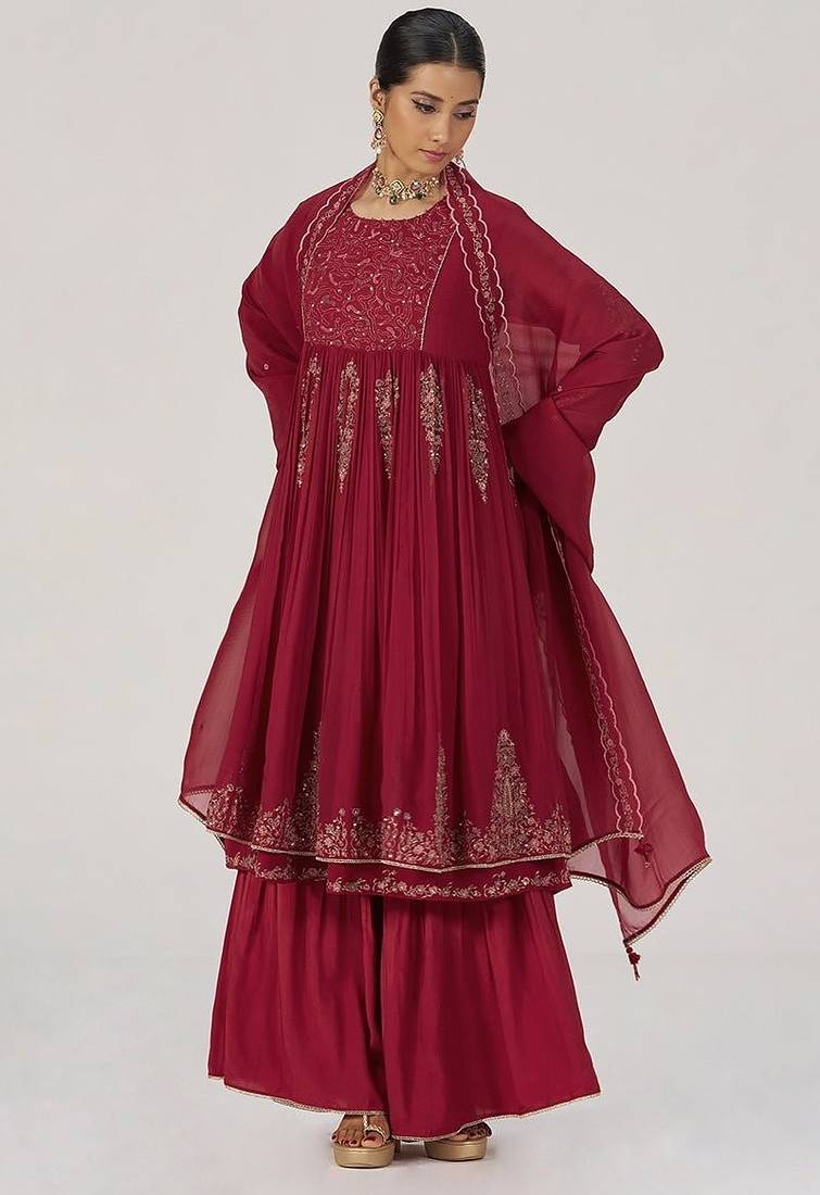 Maroon festive kurta set