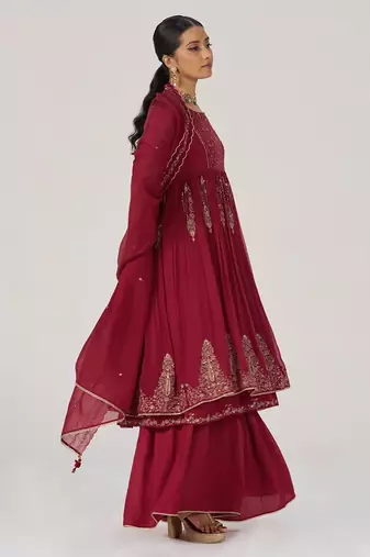 Maroon festive kurta set