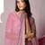Pink embellished with beads and stones saree with blouse piece