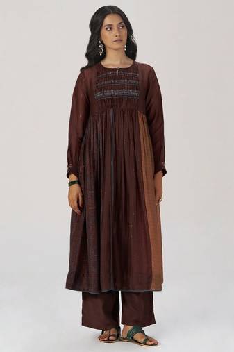 Chocolate mousse paneled festive co-ord set
