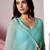 Sea green embellished shimmer saree with blouse piece