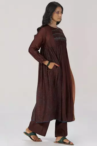 Chocolate mousse paneled festive co-ord set