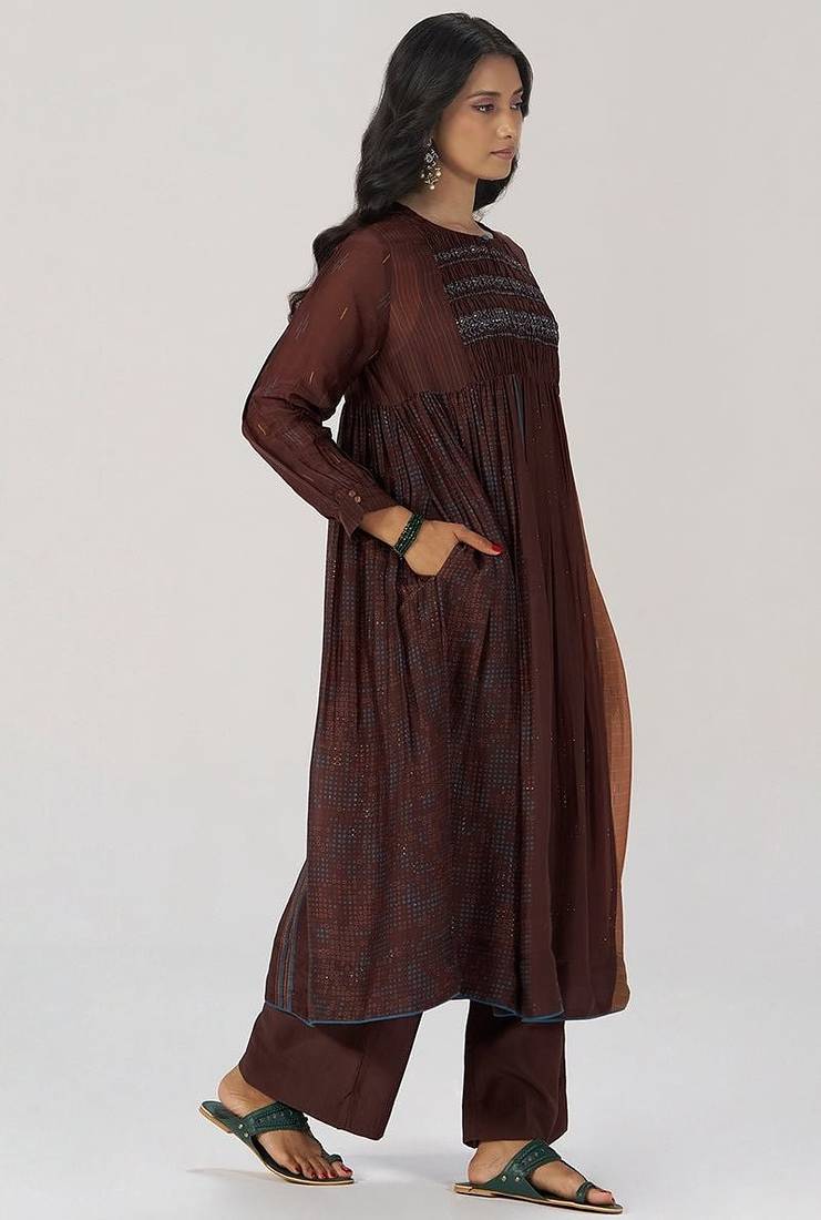 Chocolate mousse paneled festive co-ord set