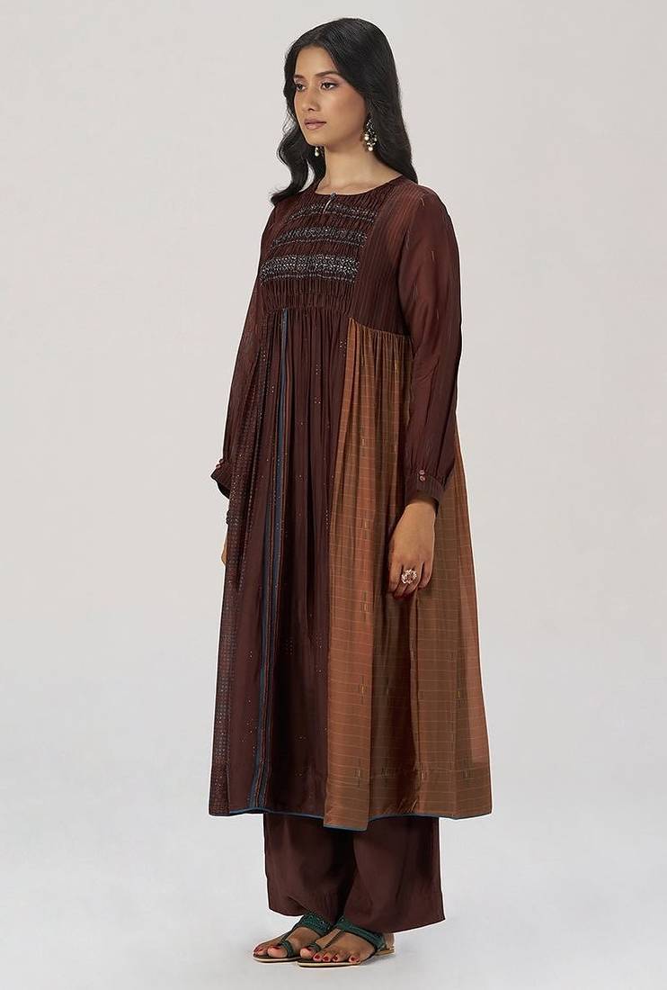 Chocolate mousse paneled festive co-ord set