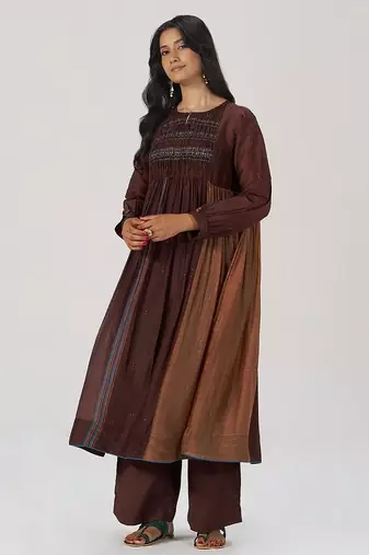 Chocolate mousse paneled festive co-ord set