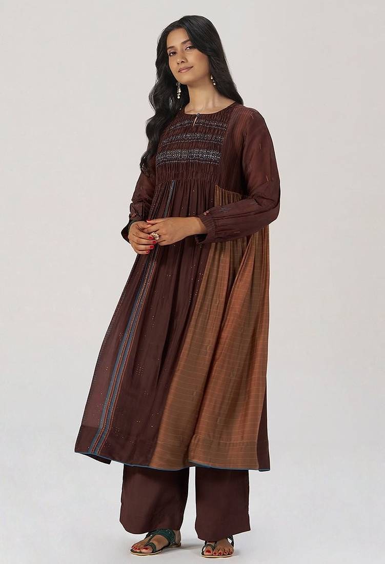 Chocolate mousse paneled festive co-ord set