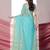 Sea green embellished shimmer saree with blouse piece