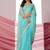 Sea green embellished shimmer saree with blouse piece