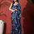 Blue ready to wear satin floral digital printed saree