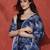 Blue ready to wear satin floral digital printed saree