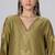 Khaki and gold foil printed festive kurta set