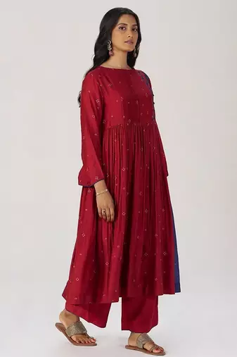 Red and indigo festive co-ord set