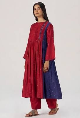 Red and indigo festive co-ord set 4
