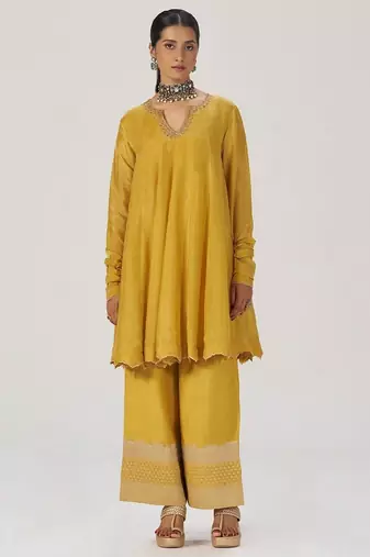 Golden yellow festive silk co-ord set