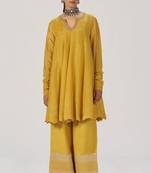 Golden yellow festive silk co-ord set