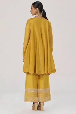 Golden yellow festive silk co-ord set 2