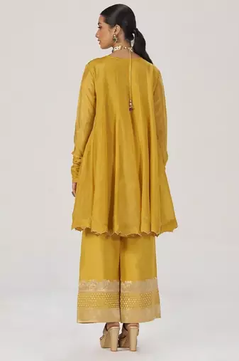 Golden yellow festive silk co-ord set