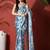 Blue ready to wear satin floral digital printed saree