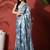 Blue ready to wear satin floral digital printed saree
