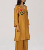 Mustard floral silk festive co-ord set