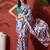 White ready to wear satin floral digital printed saree