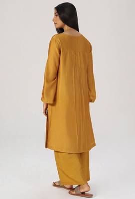Mustard floral silk festive co-ord set 5