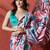 White ready to wear satin floral digital printed saree