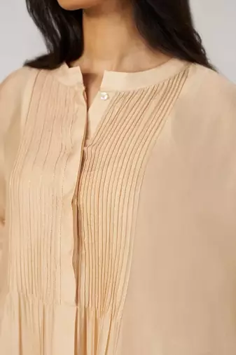 Beige botanical silk festive co-ord set