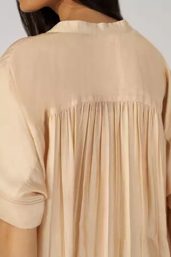 Beige botanical silk festive co-ord set
