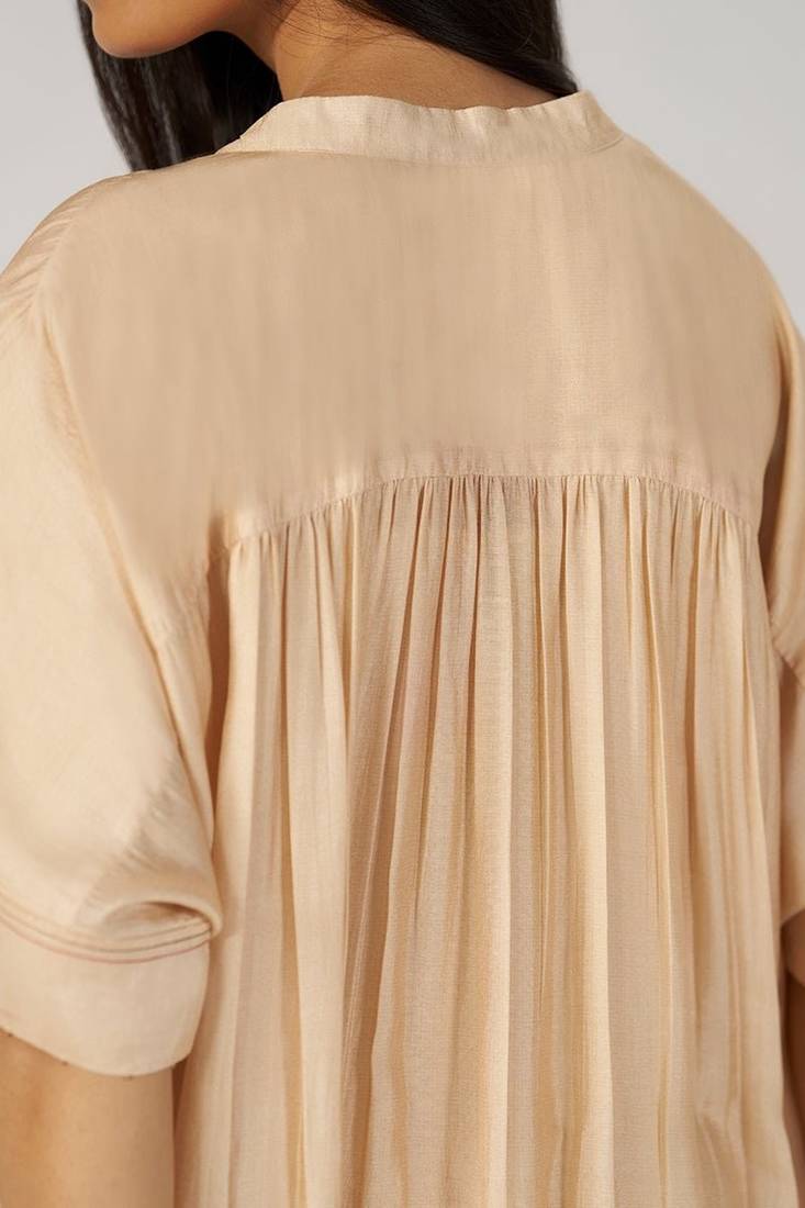 Beige botanical silk festive co-ord set