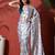White ready to wear satin floral digital printed saree