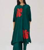 Deep forest green silk festive co-ord set