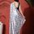 White ready to wear satin floral digital printed saree
