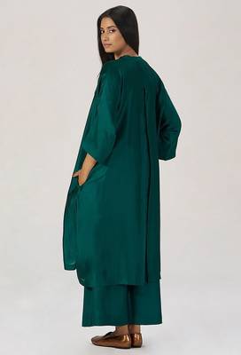Deep forest green silk festive co-ord set 3