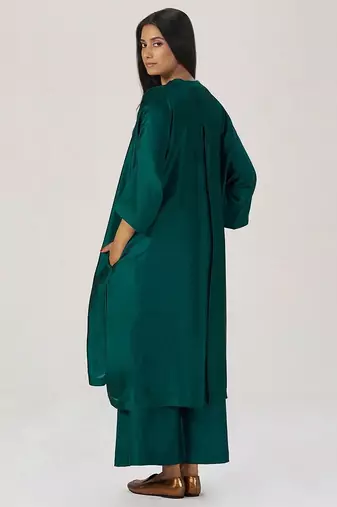 Deep forest green silk festive co-ord set