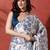 White ready to wear satin floral digital printed saree