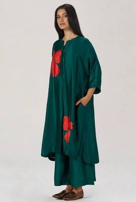 Deep forest green silk festive co-ord set 4