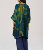 Deep green and blue abstract silk co-ord set